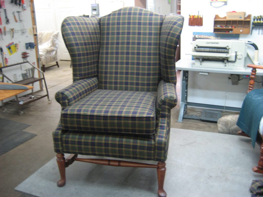 Wingback Chair With Plaid Fabric Replacement