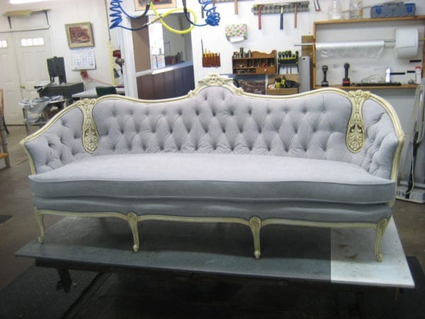 Antique Gray and Gold Couch Upholstery