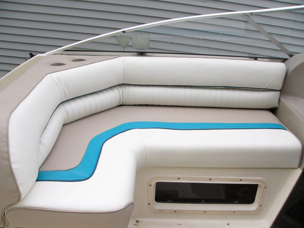 Boat Upholstered Side Seat - Blue Trim