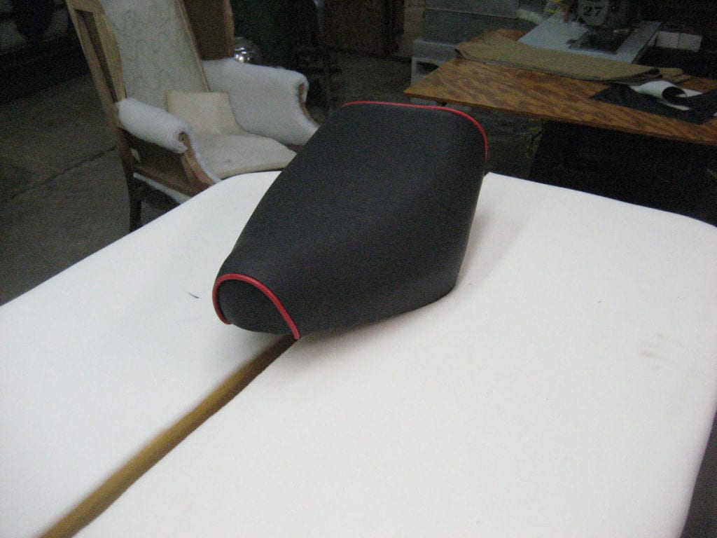 Black and Red Leather Motorcycle Seats Upholstery