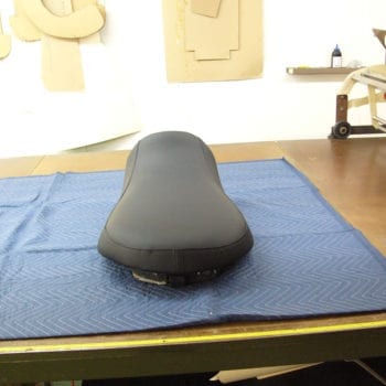 Motorcycle Gray and Black Seat Reupholstered