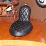 Black Leather Patterns Reupholstered Motorcycle Seat