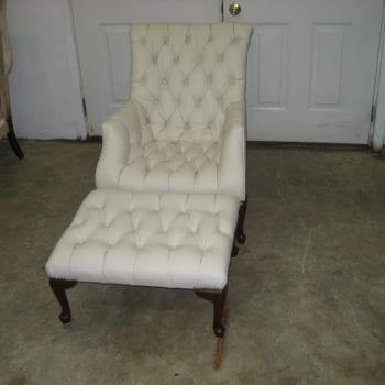 Luxury tufting buttons chair leather chair and ottoman at Alex Upholstery Shop