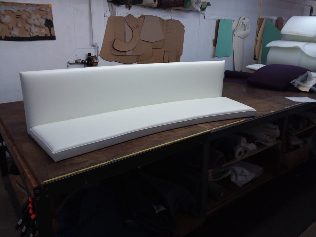Custom curved cushion Upholstery for restaurant booth