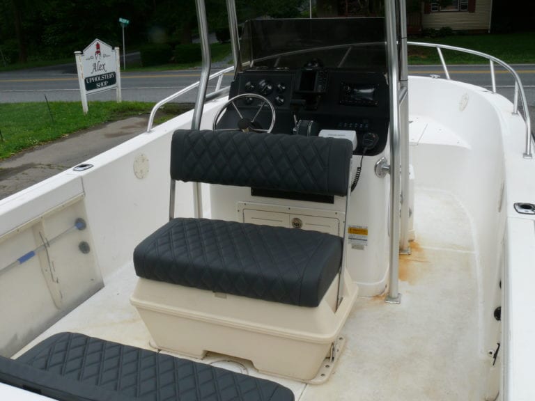 A Mastercraft Boat New Upholstery For Its Seats and Kick Panel