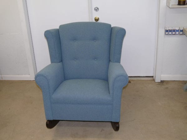 Antique wingback glider chair reupholstery