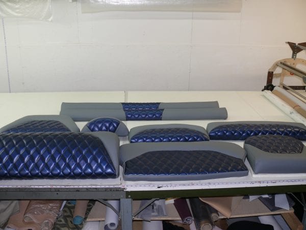 Blue with Gray boat seats upholstery