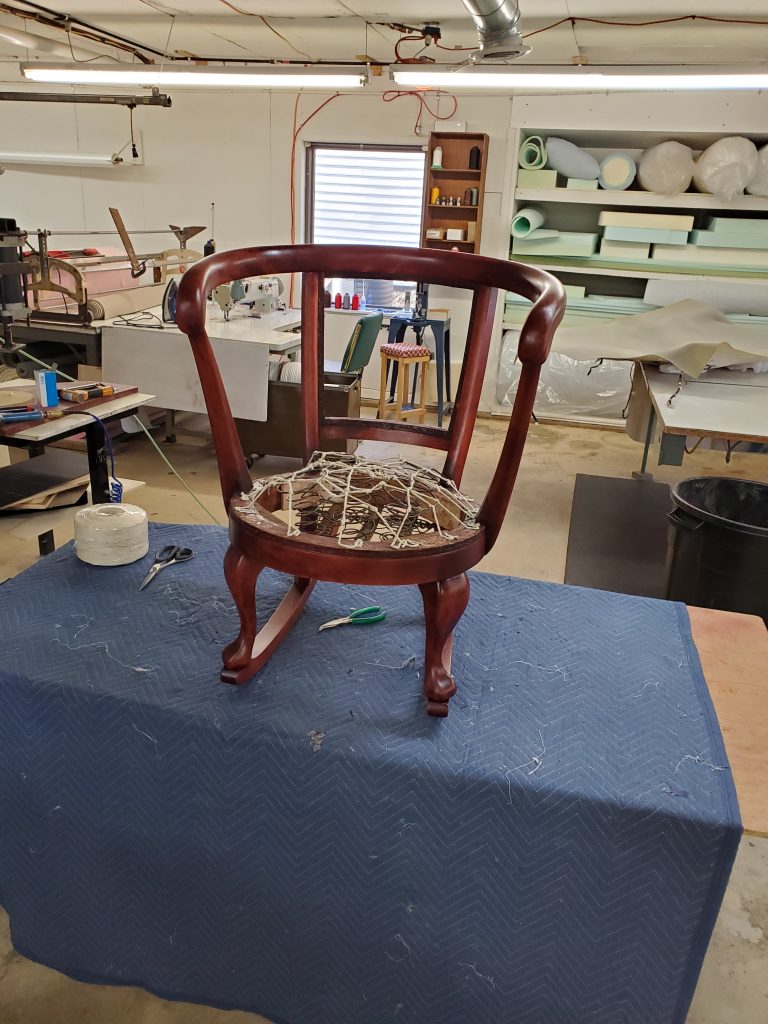 Antique Chair being reupholstered