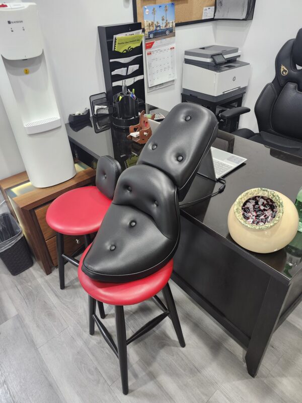 motorcycle seat upholstery Pennsylvania black leather motorcycle seat restoration custom motorcycle seat PA